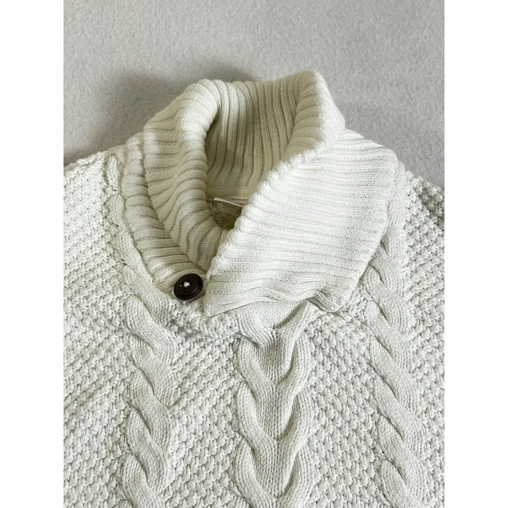 Gymboree Kids Ivory Cable Knit Shawl Collar Cotton Sweater‎ Size 8 3017374